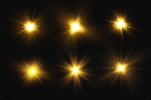 Light effect Golden bright star yellow sun Starlight sparkling light dust