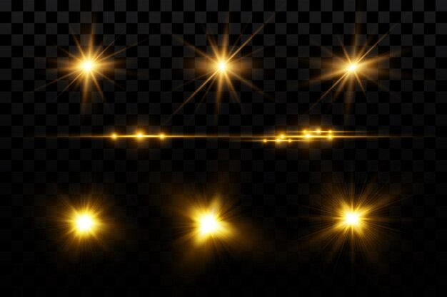 Light effect Golden bright star yellow sun Starlight sparkling light dust