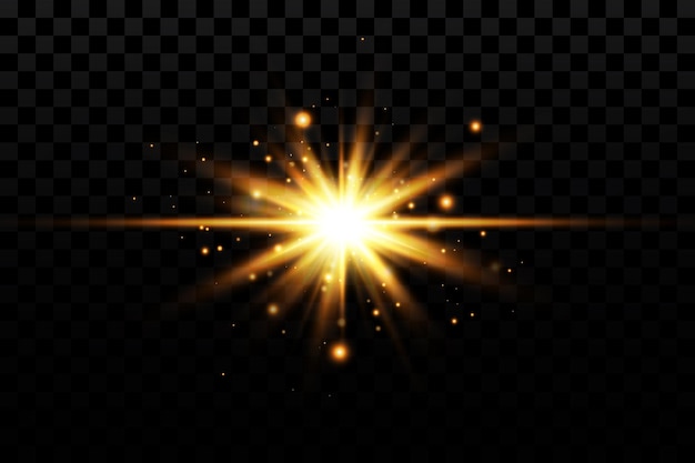 Light effect Golden bright star yellow sun Starlight