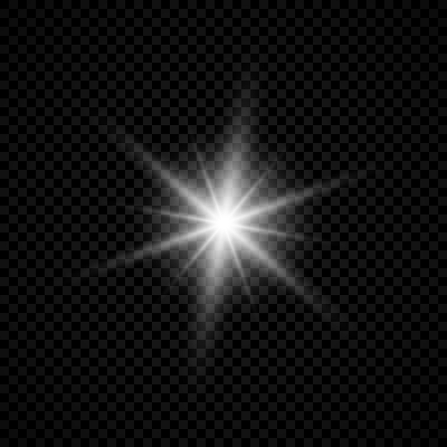 Light effect of lens flares. White glowing lights starburst effects with sparkles on a transparent background. Vector illustration