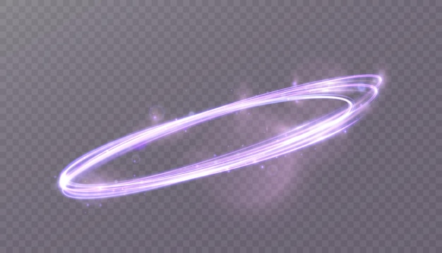 Light effect Shimmering curved line. Light swirl PNG. Abstract design element. Vector