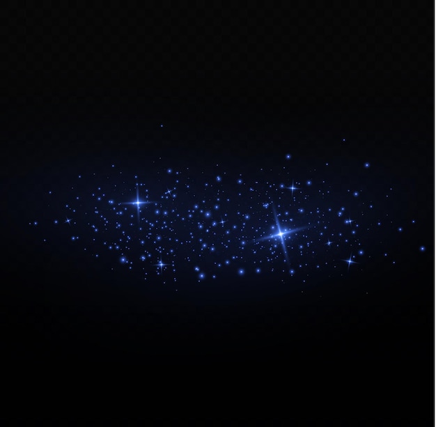 Light effect Starry blue dust glitter Glowing stars lights sparkles Christmas flash sparks Vector