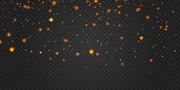 A light effect with a lot of shiny glare particles falling from top to bottom on a dark background