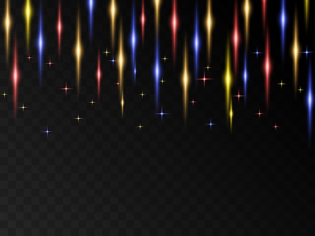 Light effect with lots of glittery glare particles shining on a transparent background