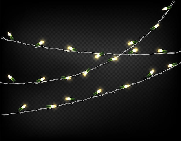 Light garlands isolated on transparent background