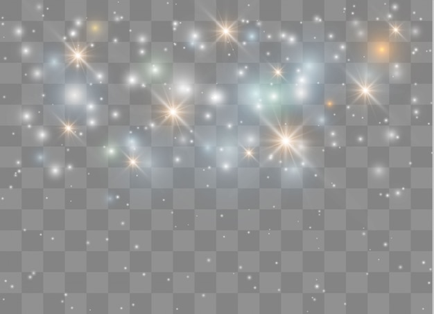 Light glow effect stars.   sparkles on transparent background. Christmas abstract pattern. Sparkling magic dust particles