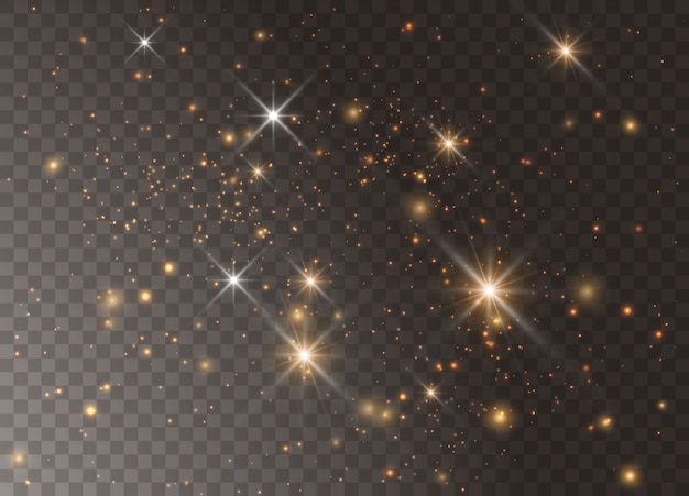 Light glow effect stars.   sparkles on transparent background. Christmas abstract pattern. Sparkling magic dust particles.