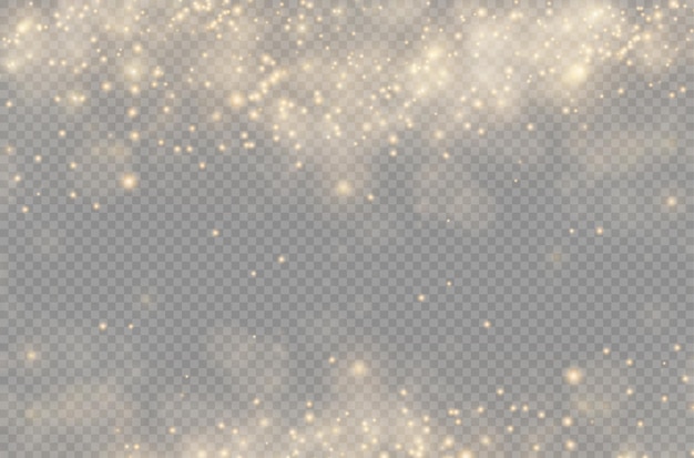 Light glowing bokeh light shining star sun sparks lens flare effect yellow dust christmas