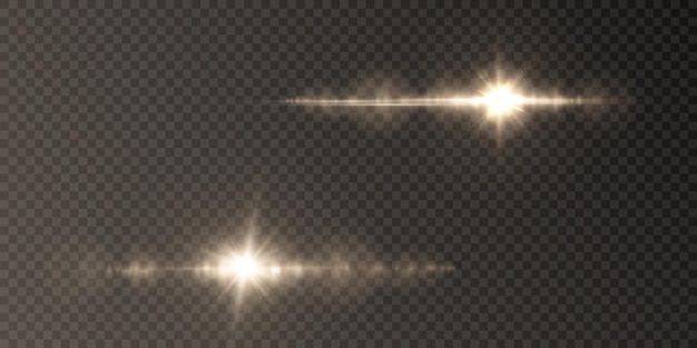 Light gold flash starlight png Light sunlight Shimmering glare on a transparent background Vector