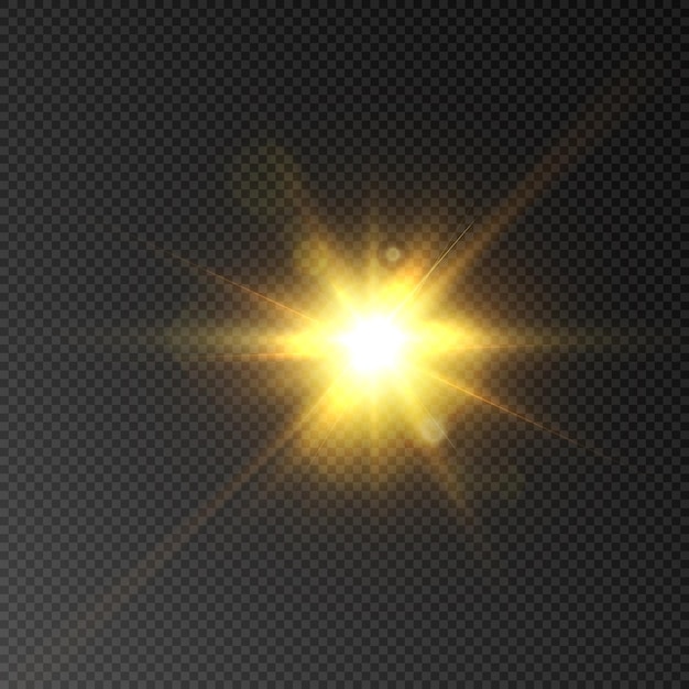 Light gold star Light golden shimmer Flash of sunlight Bright sun Vector