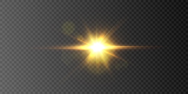 Light gold star Light golden shimmer Flash of sunlight Bright sun Vector