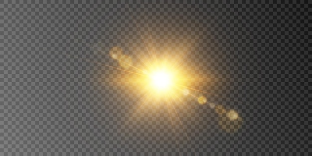 Light gold star Light golden shimmer Flash of sunlight Bright sun Vector