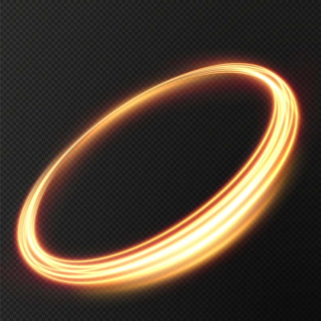 Light golden Twirl Curve light effect of golden line Luminous golden circle Vector PNG