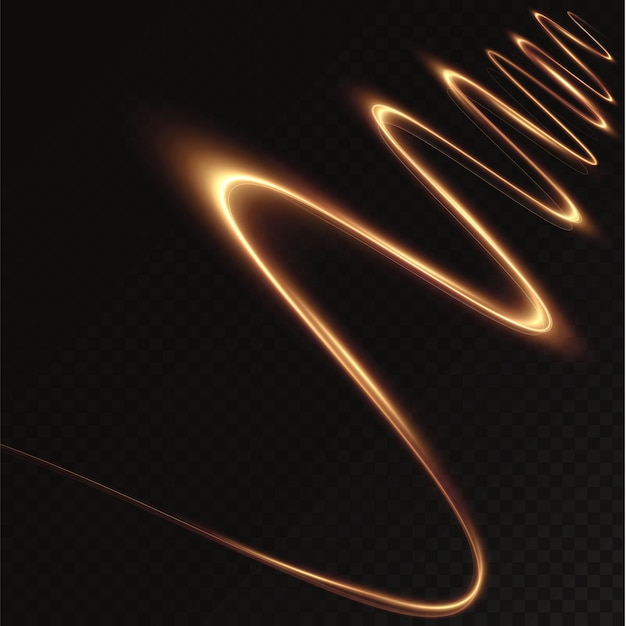 Light golden Twirl Curve light effect of golden line Vector PNG