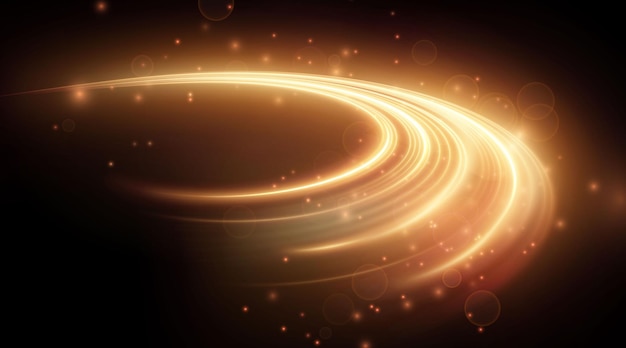 Light golden Twirl Vector PNG Curve light effect of golden line Luminous golden circle PNG