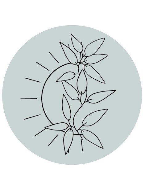 Light green icon with sun and flower