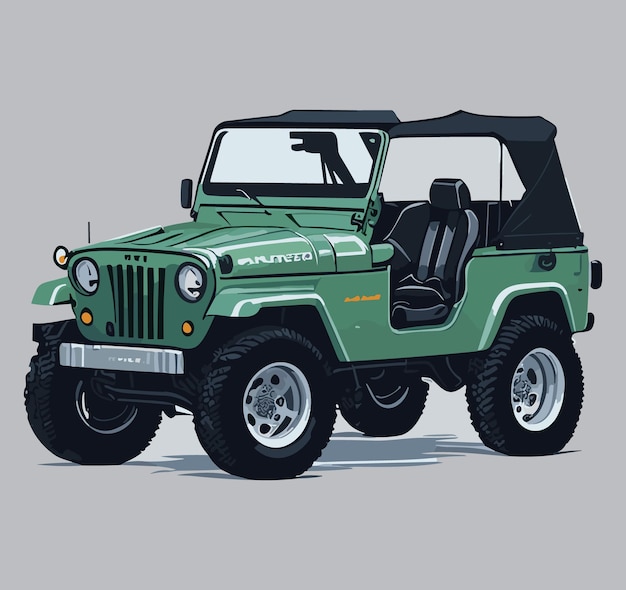 Light green jeep car illustration