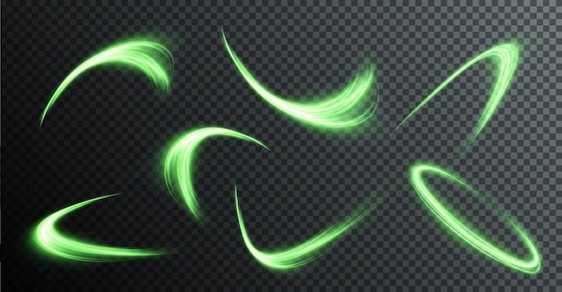 Light green Twirl. Curve light effect of green line. Luminous green circle.