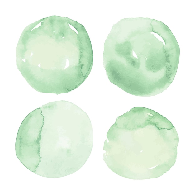 Light green watercolor hand drawn vector stain isolated on white background for design.