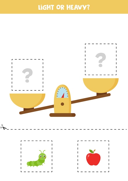 Light heavy or equal Cut pictures below and glue to the right box