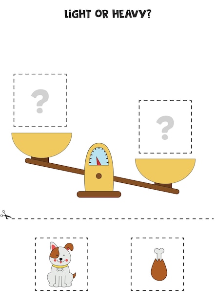 Light heavy or equal Cut pictures below and glue to the right box