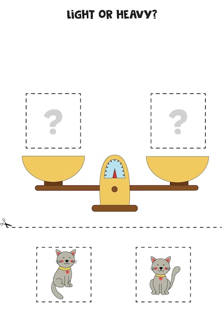 Light heavy or equal Cut pictures below and glue to the right box