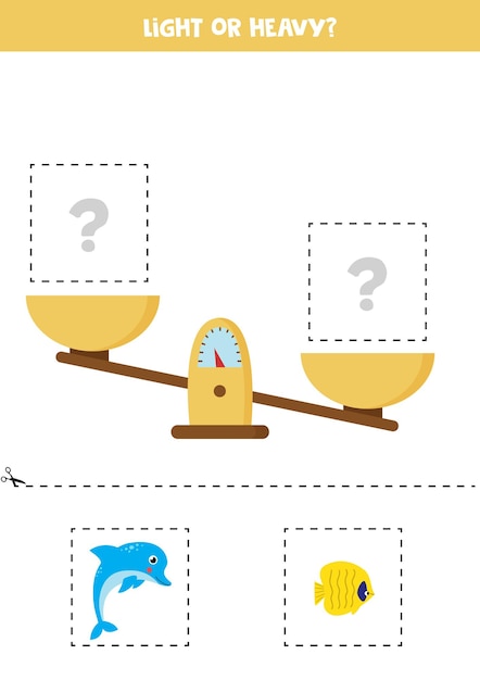 Light heavy or equal Cut pictures below and glue to the right box