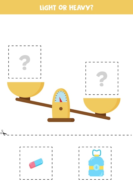 Light heavy or equal Cut pictures below and glue to the right box