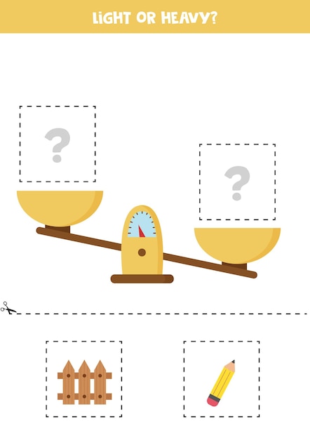 Light heavy or equal Cut pictures below and glue to the right box