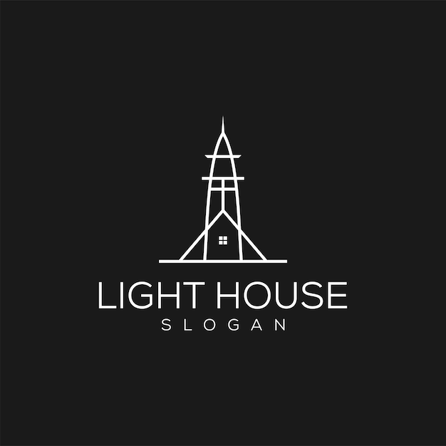 light house / harbor line outline  logo design