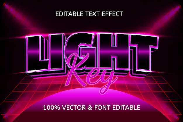 Light key style neon editable text effect