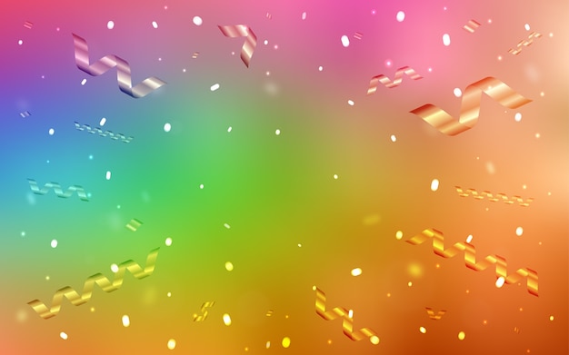 Light Multicolor vector cover with happy holiday ribbons