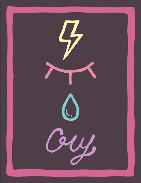 light neon bolt eye closed eyelash Droplet cry