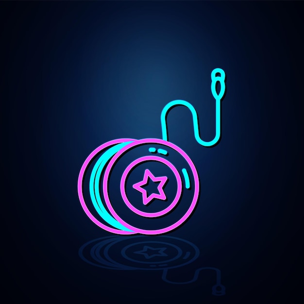 Light neon yoyo toy icon looks clear Neon yoyo line icon Fun and play light icon Children's toy