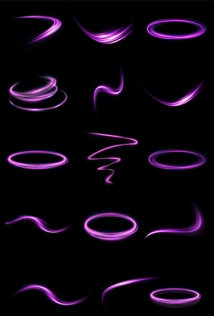 Light pink set Twirl png. Curve light effect of neon line. Element for your design, advertising,