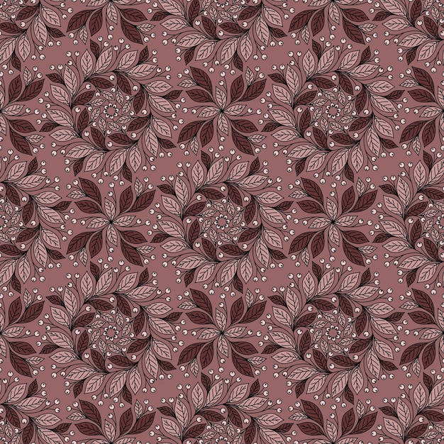 LIGHT RED SEAMLESS VECTOR BACKGROUND WITH FLORAL ORNAMENT AND BERRIES