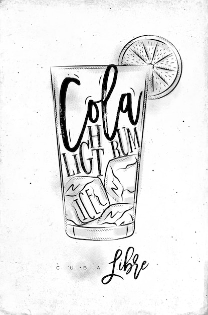 Light Rum cocktail with lettering