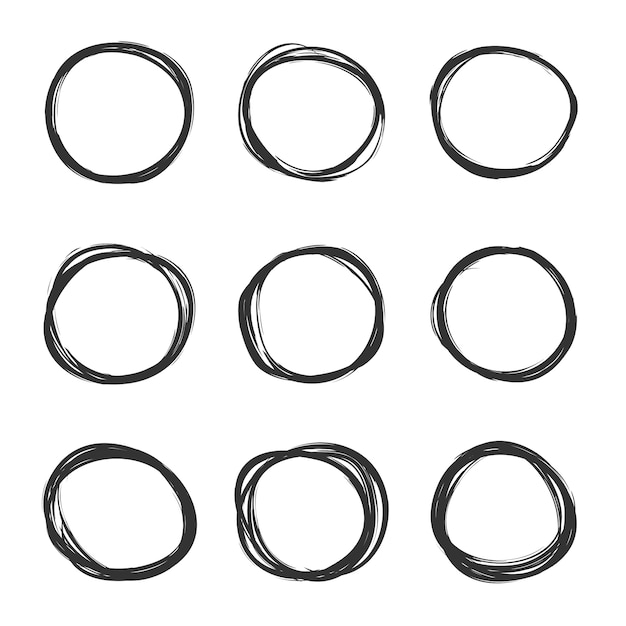  light set of hand drawn scribble circles