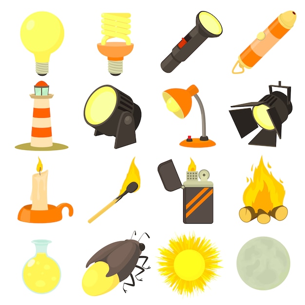 Light source icons set