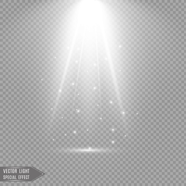 Vector light sources, spotlight with beam illustration