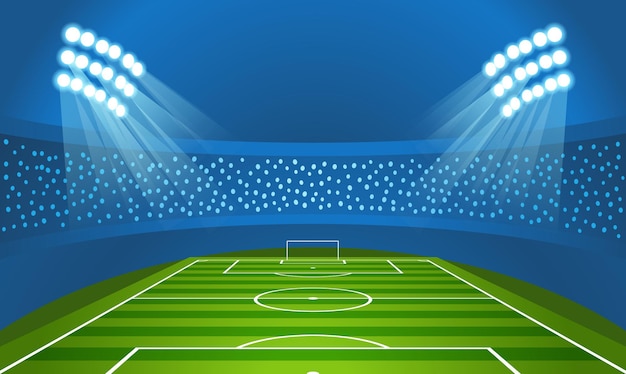 Light stadium mast vector illustration Stadium with green football field