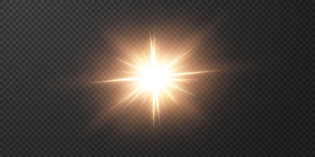 Light star on a transparent black background