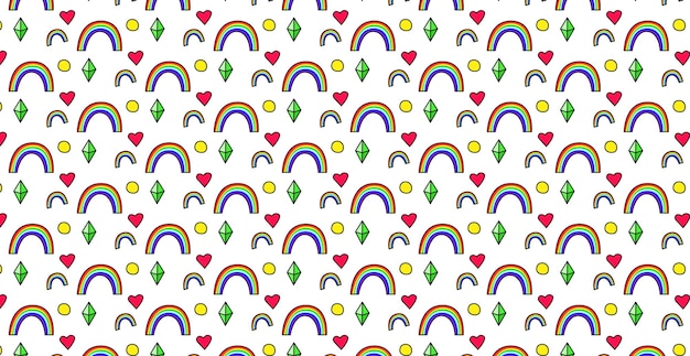 Light stylish panoramic pattern of colorful rainbows Vector