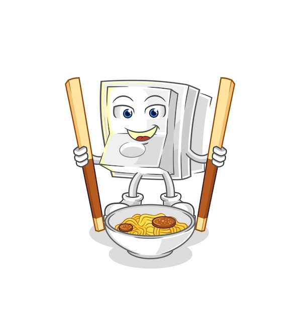 Light switch eat noodle cartoon character mascot vector