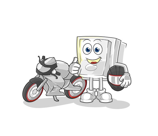 Light switch racer character cartoon mascot vector