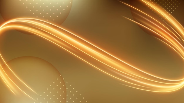 Light Trail Background Elegant Gold Line Crossing Widescreen Vector Illustration