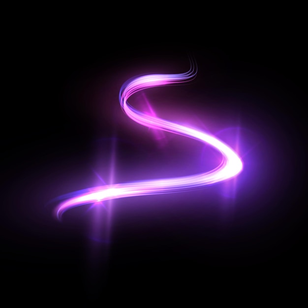 Light whirl. Curve neon line light effect. Glowing blue purple curved line for gaming industry adver