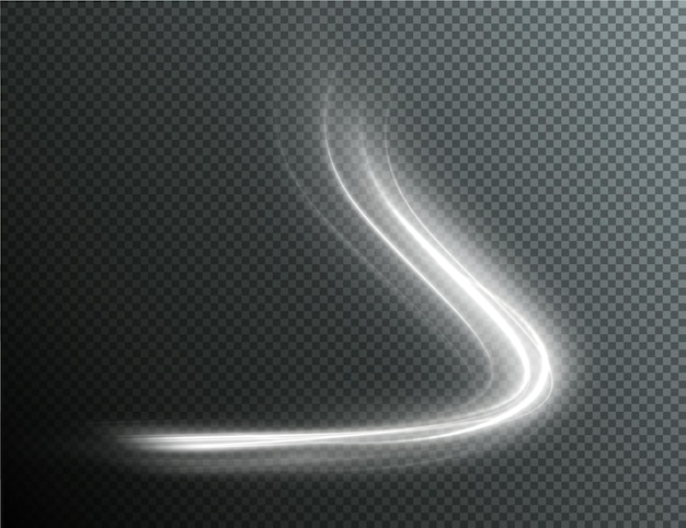 Light white Twirl. Curve light effect of white png line.