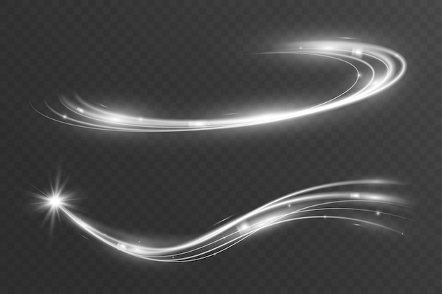 Light white wave shine effectvector glow line sparkle shine Silver wavy effects