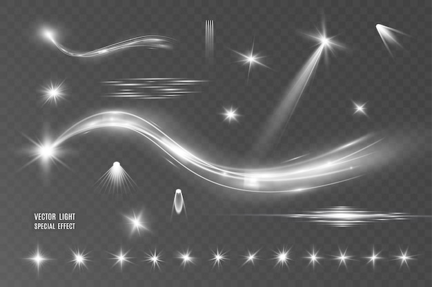 Light white wave and spotlight shine effectglow line sparkle shine Silver white wavy effects